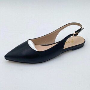 FOWT Simple Closed Pointed Toe Slingback Buckle Strap Womens Brown Flats